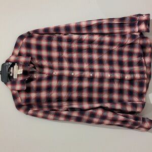 LOGG H&M Cotton Red Blue White Plaid Flannel Shirt Size Large ptp 22.5"
